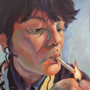 Original oil portrait painting by Spanish artist Diana MArnova