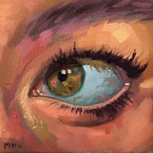 Original oil portrait painting by Spanish artist Diana MArnova